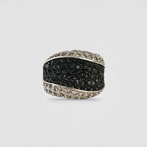 Vintage Black & White Sterling Silver Deco Ring